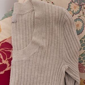 a new day Women's Ribbed Light Gray Sweater